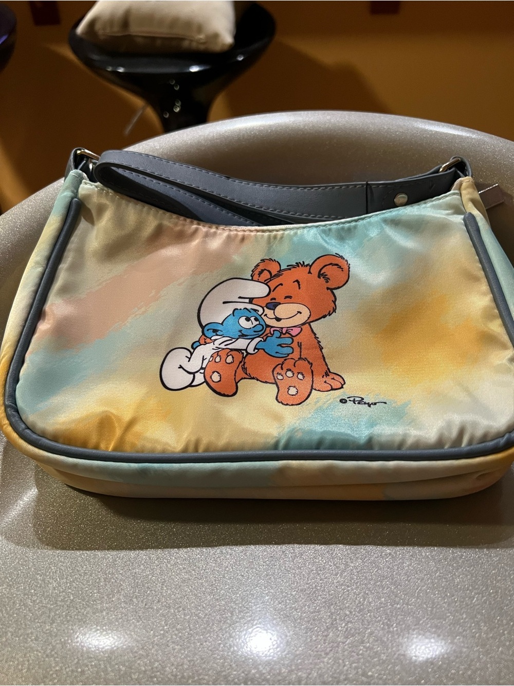 ROMWE Multicolor Baby Smurf & Bear Print Crossbody Bag